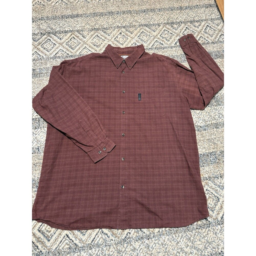 Columbia Dress Shirt Mens 3XT Sleeve Red Plaid Button Front